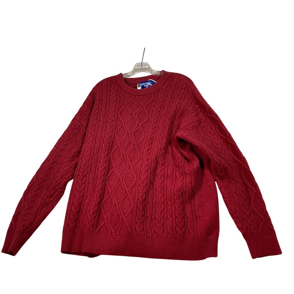 Aelfric Eden Red Cable Knit Sweater Crewneck Oversized Pullover Mens Large NEW